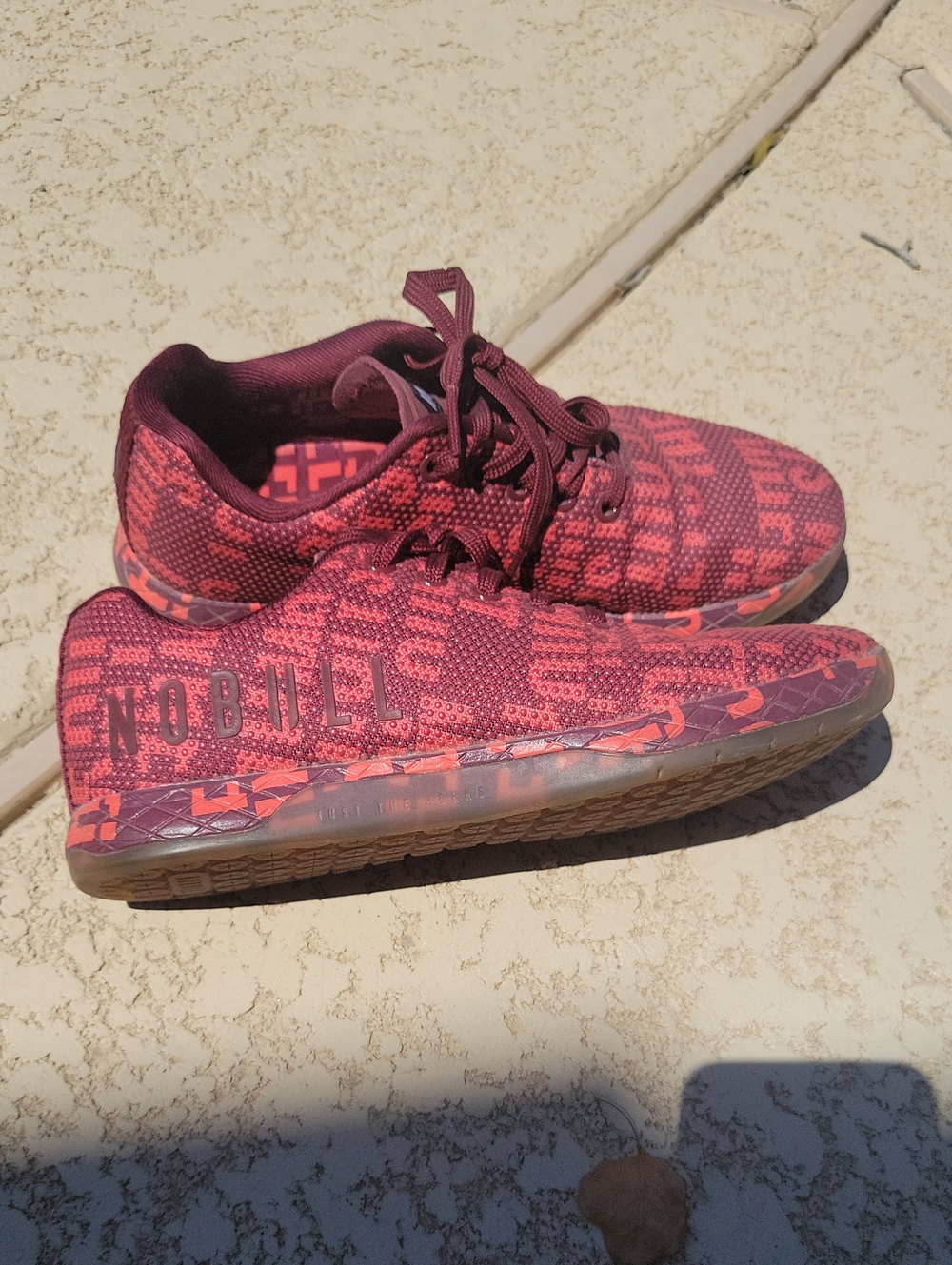 NOBULL Burgundy and Coral Knit Sneakers